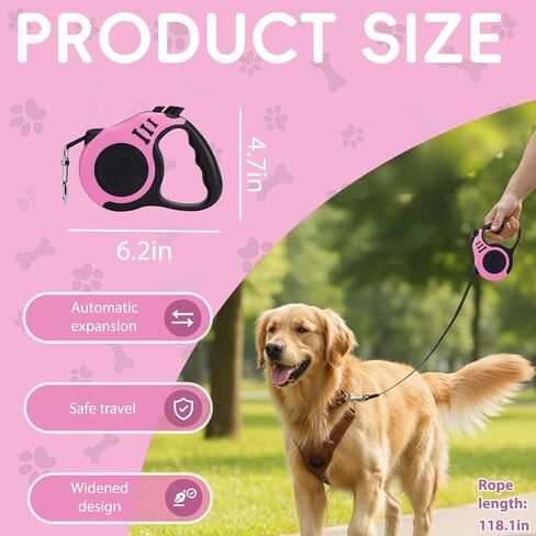 Retractable Dog Leash Automatic Telescopic Tractor Dog Tape with Non-Slip Handle, Suitable for Small and Medium-Sized in Saudi Arabia