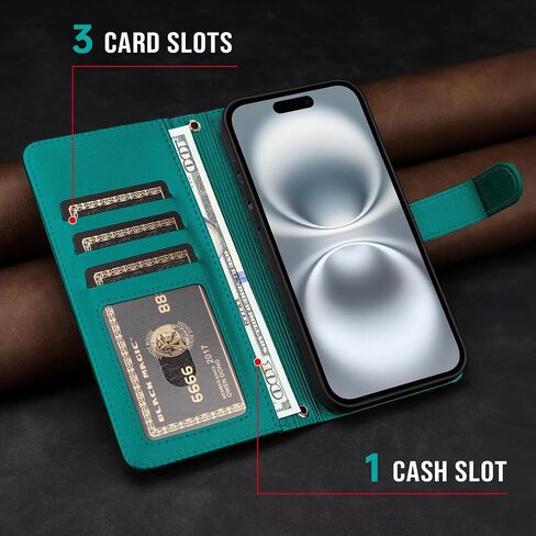 للحصول على iPhone16 Pro Max Wallet Case with Crossbody and Wrist Strap for Women Girls ، Fashion Pu Leather Rfid Forcing Kickstand Flip Folio Wover with Card Holder and Zipper Black in Saudi Arabia