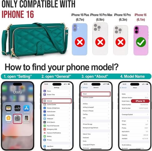 للحصول على iPhone16 Pro Max Wallet Case with Crossbody and Wrist Strap for Women Girls ، Fashion Pu Leather Rfid Forcing Kickstand Flip Folio Wover with Card Holder and Zipper Black in Saudi Arabia