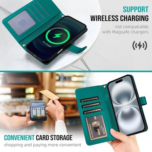 للحصول على iPhone16 Pro Max Wallet Case with Crossbody and Wrist Strap for Women Girls ، Fashion Pu Leather Rfid Forcing Kickstand Flip Folio Wover with Card Holder and Zipper Black in Saudi Arabia