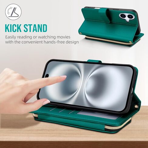 للحصول على iPhone16 Pro Max Wallet Case with Crossbody and Wrist Strap for Women Girls ، Fashion Pu Leather Rfid Forcing Kickstand Flip Folio Wover with Card Holder and Zipper Black in Saudi Arabia