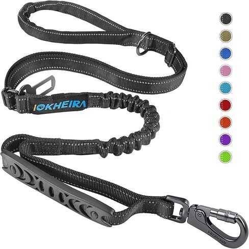 IOKHEIRA 6Ft /4Ft Dog Leash Rope for Large Dogs, Heavy Duty with Comfortable Padded Handle and Highly Reflective Threads,4-in-1 Multifunctional Dog Leashes with Car Seat Belt for Training (Black) in Saudi Arabia