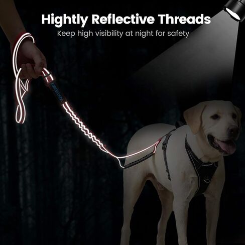IOKHEIRA 6Ft /4Ft Dog Leash Rope for Large Dogs, Heavy Duty with Comfortable Padded Handle and Highly Reflective Threads,4-in-1 Multifunctional Dog Leashes with Car Seat Belt for Training (Black) in Saudi Arabia