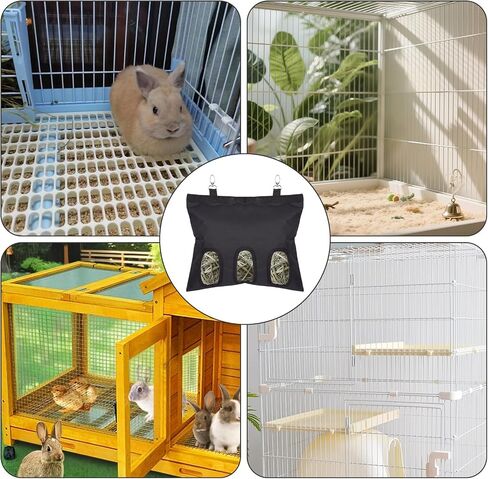 2-Pack Rabbit Hay Feeder Bag, Storage Guinea Pig Feeder Rack Bag, 3-Hole Hanging Hay Holder for Rabbits Chinchillas Hamsters Pets Bunny Supplies Accessories in Saudi Arabia