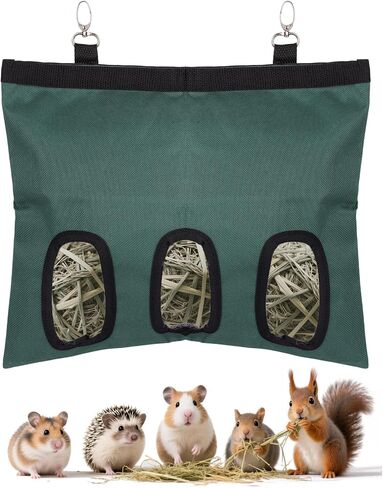 2-Pack Rabbit Hay Feeder Bag, Storage Guinea Pig Feeder Rack Bag, 3-Hole Hanging Hay Holder for Rabbits Chinchillas Hamsters Pets Bunny Supplies Accessories in Saudi Arabia