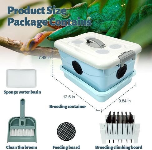 Cricket Keeper,Dubia Roach Container,with Temperature and Humidity Detector,Live Crickets Keeper for Reptiles,Insect Habitat for Crickets,Dubia Roach,with Water Dish, Feeding Tray,Cleaning Brush (A) in Saudi Arabia