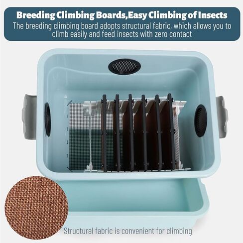 Cricket Keeper,Dubia Roach Container,with Temperature and Humidity Detector,Live Crickets Keeper for Reptiles,Insect Habitat for Crickets,Dubia Roach,with Water Dish, Feeding Tray,Cleaning Brush (A) in Saudi Arabia
