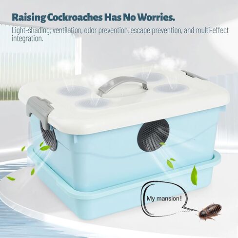 Cricket Keeper,Dubia Roach Container,with Temperature and Humidity Detector,Live Crickets Keeper for Reptiles,Insect Habitat for Crickets,Dubia Roach,with Water Dish, Feeding Tray,Cleaning Brush (A) in Saudi Arabia