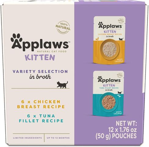 Applaws Natural Wet Kitten Food in Broth, Made with Limited and Natural Ingredients, No Artificial Additives, High Protein, Kitten Variety Selection (12 x 1.76oz Pouches) in Saudi Arabia