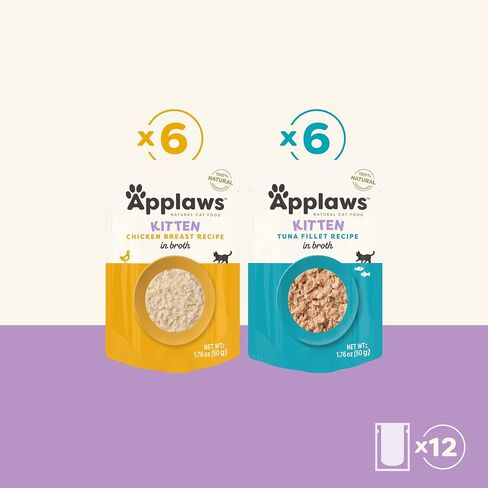 Applaws Natural Wet Kitten Food in Broth, Made with Limited and Natural Ingredients, No Artificial Additives, High Protein, Kitten Variety Selection (12 x 1.76oz Pouches) in Saudi Arabia