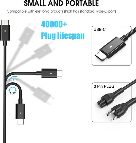 65W 60W USB C Laptop Charger Compatible with Dell Latitude XPS Chromebook Fast Charger Type C Power Cord in Saudi Arabia