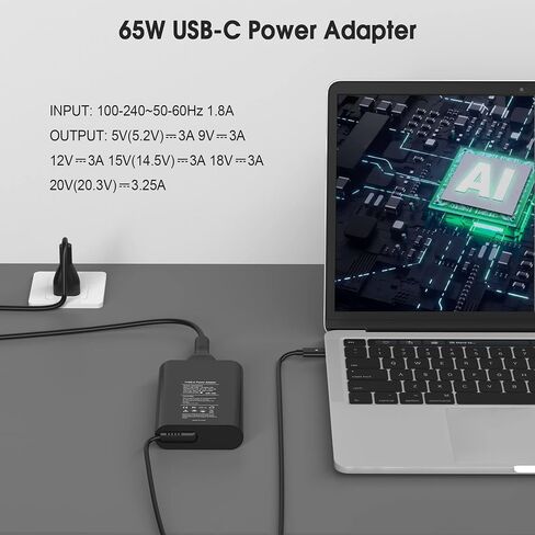 65W 60W USB C Laptop Charger Compatible with Dell Latitude XPS Chromebook Fast Charger Type C Power Cord in Saudi Arabia