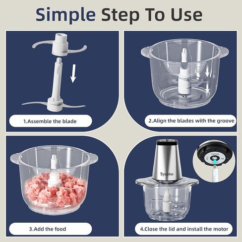 محضرة طعام كهربائية، مفرمة خضروات، أداة مساعدة في المطبخ، مفرمة لحم سهلة التنظيف مع وعاءين (8 أكواب من الفولاذ المقاوم للصدأ + 8 أكواب زجاجية)، خلاط طعام صغير للفواكه/اللحوم/المكسرات/الأسماك/الخضار/أغذية الحيوانات الأليفة/أغذية الأطفال in Kuwait
