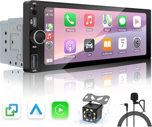 EZoneTronics Double Din Car Stereo with Backup Camera, DVD/CD/AM/FM Player, Bluetooth, Capacitive Touch Screen, USB/SD Support, 1080P, Multi-Language & Remote Control. in Kuwait