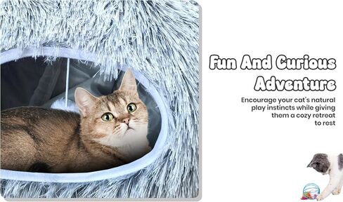 Cat Donut Tunnel Bed with 3pcs Mouse Ball Toy - Cat Tunnel for Under Christmas Tree & Cat Tunnel Bed Cave - Soft cat cave Bed – 3-in-1 Cat Tunnels for Indoor Cats, Kittens, Puppies, Rabbits (Grey) in Saudi Arabia