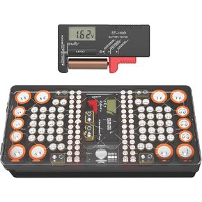 Battery Organizer Storage case with Battery Tester for AAA AA C D 9V and Button Batteries Storage Box Holds 110 Batteries Various Sizes with Removable Digital Battery Tester in Saudi Arabia