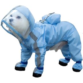 Full Coverage Small Dog Raincoat, Waterproof with Four-Leg Protection, Ideal for Teddy Bears, Includes Waterproof Mini Backpack (Yellow, XX-Large(Suggest Weight 16.6-22lb)) in Saudi Arabia