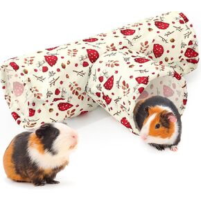 Guinea Pig Tunnel 3 Way Washable Guinea Pig Hideout Foldable Rabbit Tunnel Red Beige Mushroom Small Animal Toy for Bunny Hamster Chinchilla Ferret Accessory in Kuwait
