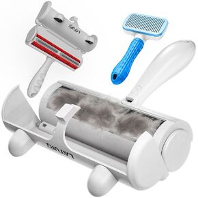 Pet Hair Remover Roller & Self-Cleaning Grooming Brush (2-in-1), Reusable Fur Tool for Dogs Cats Shedding, No Sticky Sheets for Pet Hair Removal on Furniture, Couch, Carpet, Bedding, Car Seats in Saudi Arabia