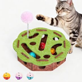لعبة ألغاز تفاعلية للقطط للقطط الداخلية، صندوق متاهة اللباد مع 3 كرات جرس، لعبة تمرين ذاتية للقطط التي تشعر بالملل، لعبة الإخفاء والبحث الممتعة تشجع غرائز الصيد، أعمدة الخدش 12.2 بوصة × 12.2 بوصة × 3 بوصة in Kuwait