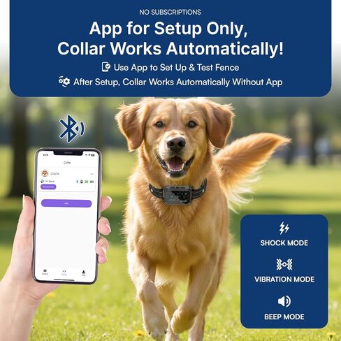 سياج My Pet Command GPS، سياج لاسلكي للكلاب بدون اشتراك مع التطبيق، أسوار ذات 6 جوانب أو دائرية، نغمة، اهتزاز، تصحيح، صدمة، طوق مقاوم للماء قابل لإعادة الشحن in Kuwait