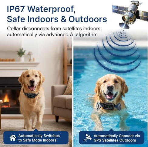 سياج My Pet Command GPS، سياج لاسلكي للكلاب بدون اشتراك مع التطبيق، أسوار ذات 6 جوانب أو دائرية، نغمة، اهتزاز، تصحيح، صدمة، طوق مقاوم للماء قابل لإعادة الشحن in Kuwait