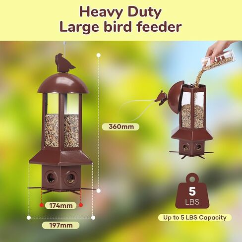 مغذيات الطيور الاحترافية المقاومة للسنجاب بسعة كبيرة 5.06 رطل، محطة تغذية الطيور المعدنية الموثوقة والمقاومة للصدأ لمنع السناجب من سرقة الطعام وسهولة إعادة التعبئة باللون الأزرق in Kuwait