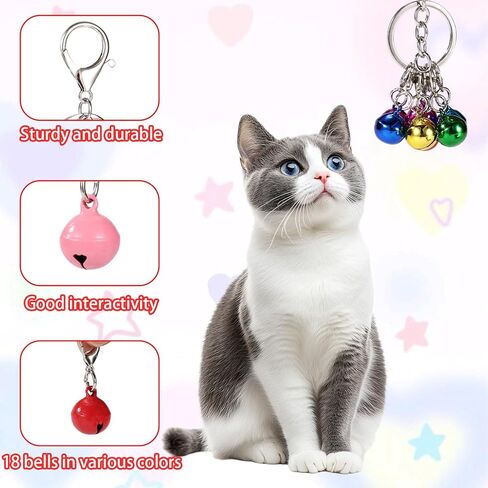 18 قطعة من أجراس الحيوانات الأليفة للقطط وطوق الكلاب، أجراس جلجل صغيرة للجرو والقطط مع قطعتين من سلاسل المفاتيح للحيوانات الأليفة وإكسسوارات تتبع السلامة in Kuwait