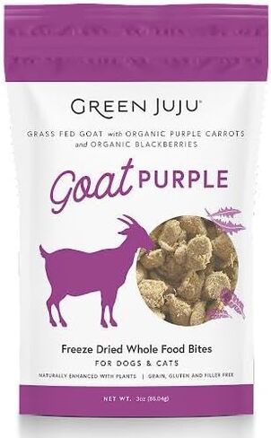 قطع طعام كاملة مجففة بالتجميد من Green Juju، باللون الأرجواني الماعز للكلاب والقطط، 3 أونصة in Kuwait