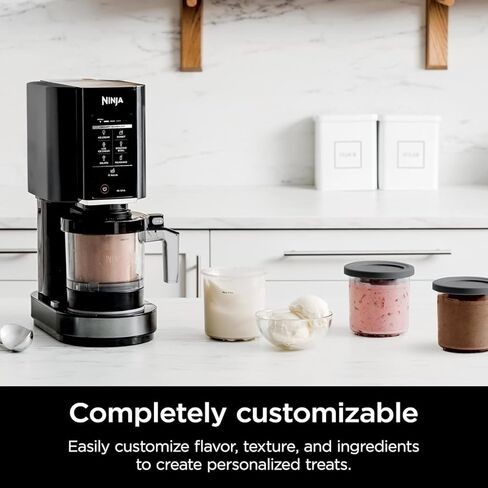 ماكينة صنع الآيس كريم والأشربة من نينجا كريمي، 7 برامج للحلوى المجمدة، تتضمن 4 مكاييل وأغطية (CN315A) in Kuwait