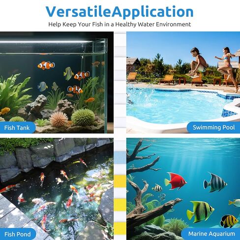 مجموعة اختبار حوض السمك 9 في 1 من SEAOURA لخزانات الأسماك - 135 شريطًا شرائط اختبار المياه لأحواض السمك والبرك، اختبار دقيق للحديد والنحاس والنترات والنتريت والكلور والصلابة والقلوية والكربونات والأس الهيدروجيني in Kuwait