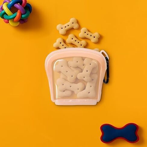 MODERN-X SnapPack Dog Treat Bag, 3-Pack Reusable Silicone Bags, Dog Treat Pouches, for Cats, Dish Washer Safe, Leakproof, Microwave & Freezer Safe, BPA-Free, Plastic Free Silicone, Multi-Color Trio in Kuwait