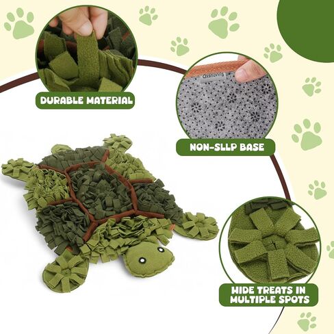 Snuffle Mat for Dogs, Turtle Design 28.8''×22.8 ''Inch Large Snuffle Mat for Dogs, Slow Feeder Dog Food Mat, Mental Stimulation Enrichment Puzzle Feeder Dog Toy for Anxiety Relief（Brown） in Saudi Arabia