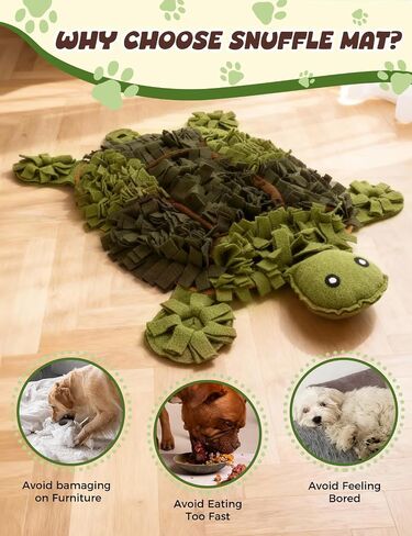 Snuffle Mat for Dogs, Turtle Design 28.8''×22.8 ''Inch Large Snuffle Mat for Dogs, Slow Feeder Dog Food Mat, Mental Stimulation Enrichment Puzzle Feeder Dog Toy for Anxiety Relief（Brown） in Saudi Arabia