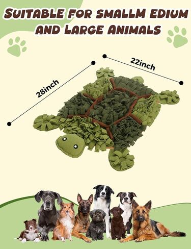 Snuffle Mat for Dogs, Turtle Design 28.8''×22.8 ''Inch Large Snuffle Mat for Dogs, Slow Feeder Dog Food Mat, Mental Stimulation Enrichment Puzzle Feeder Dog Toy for Anxiety Relief（Brown） in Saudi Arabia