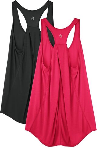 icyzone Women's Racerback Workout Athletic Running Tank Tops Loose Fit (Pack of 2) in Kuwait