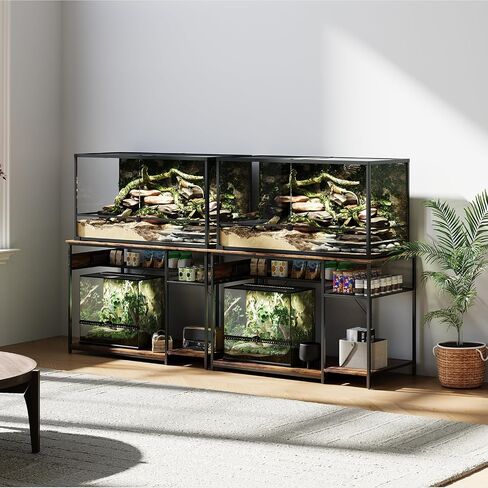 120 Gallon Fish Tank Stand with Power Outlets, Heavy Duty Large Aquarium Stand with Light, Double Reptile Tank Turtle Terrariums Table for Fish Tank Accessories Storage,1100LBS Capacity in Saudi Arabia