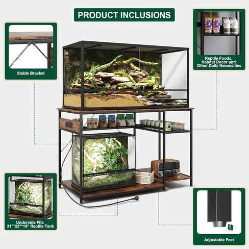 120 Gallon Fish Tank Stand with Power Outlets, Heavy Duty Large Aquarium Stand with Light, Double Reptile Tank Turtle Terrariums Table for Fish Tank Accessories Storage,1100LBS Capacity in Saudi Arabia