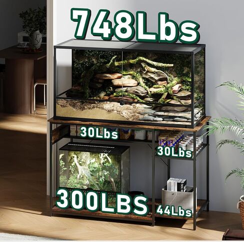 120 Gallon Fish Tank Stand with Power Outlets, Heavy Duty Large Aquarium Stand with Light, Double Reptile Tank Turtle Terrariums Table for Fish Tank Accessories Storage,1100LBS Capacity in Saudi Arabia
