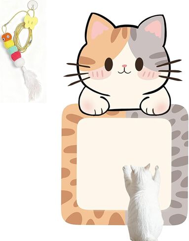 Wall-Mounted Cat Scratcher, 2025 Upgraded Indoor Cat Wall Scratcher — Self-Adhesive Double-Sided Tape, Trimable Scratching Surface, Suitable for Walls/Sofas/Floors (IncludesToy) (Calico Cat) in Saudi Arabia