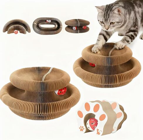 Cat Scratcher Toys for Indoor Cats - Kitty Kurlz Magic Organ Cat Scratcher Board, Cardboard Cat Scratching Board Ball Scratcher Pad in Saudi Arabia