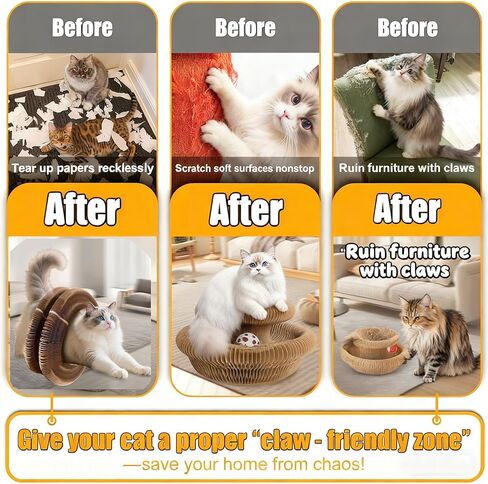 Cat Scratcher Toys for Indoor Cats - Kitty Kurlz Magic Organ Cat Scratcher Board, Cardboard Cat Scratching Board Ball Scratcher Pad in Saudi Arabia