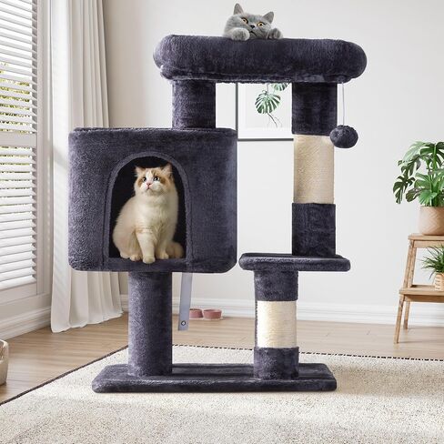 شجرة قطط مقاس 29 بوصة من SHA CERLIN للقطط الداخلية، برج قطط متعدد المستويات مع جثم كبير، شقة مريحة، كرات ألعاب مرحة، أعمدة خدش سيزال، مركز أنشطة أثاث ثابت للحيوانات الأليفة، موفر للمساحة، بيج in Kuwait