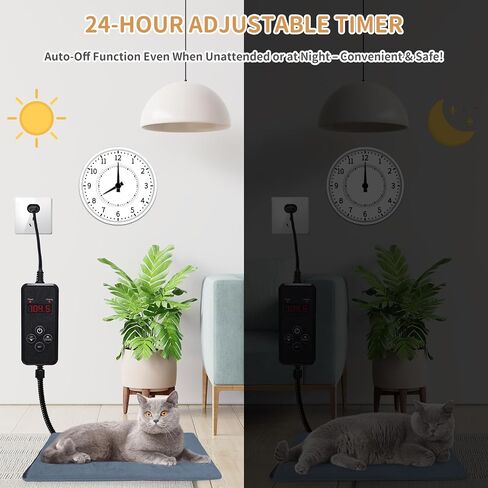 Pet Heating Pad for Cats and Dogs - Electric Warming Mat with Timer & Temperature Setting, Waterproof Cover, Auto Shut-Off - Safe Indoor Bed Warmer 16 * 12inch in Saudi Arabia