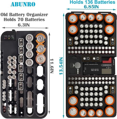 Battery Organizer Storage case with Battery Tester for AAA AA C D 9V and Button Batteries Storage Box Holds 110 Batteries Various Sizes with Removable Digital Battery Tester in Saudi Arabia