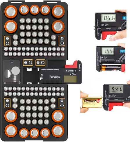 Battery Organizer Storage case with Battery Tester for AAA AA C D 9V and Button Batteries Storage Box Holds 110 Batteries Various Sizes with Removable Digital Battery Tester in Saudi Arabia