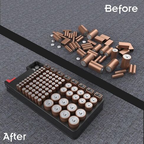 Battery Organizer Storage case with Battery Tester for AAA AA C D 9V and Button Batteries Storage Box Holds 110 Batteries Various Sizes with Removable Digital Battery Tester in Saudi Arabia