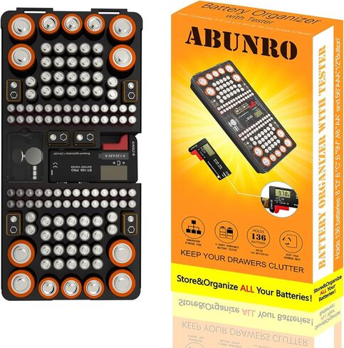 Battery Organizer Storage case with Battery Tester for AAA AA C D 9V and Button Batteries Storage Box Holds 110 Batteries Various Sizes with Removable Digital Battery Tester in Saudi Arabia