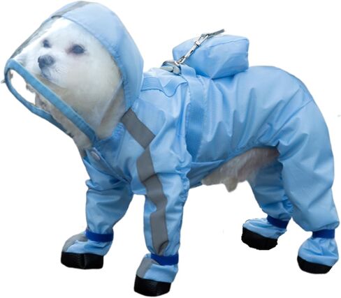 Full Coverage Small Dog Raincoat, Waterproof with Four-Leg Protection, Ideal for Teddy Bears, Includes Waterproof Mini Backpack (Yellow, XX-Large(Suggest Weight 16.6-22lb)) in Saudi Arabia