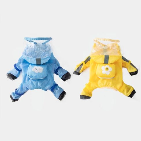 Full Coverage Small Dog Raincoat, Waterproof with Four-Leg Protection, Ideal for Teddy Bears, Includes Waterproof Mini Backpack (Yellow, XX-Large(Suggest Weight 16.6-22lb)) in Saudi Arabia